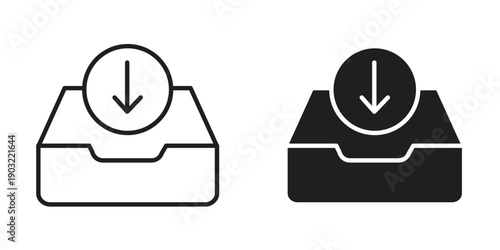 Inbox icon suitable design silhouette and line art style on white background