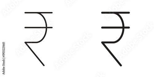 Indian rupee icon suitable design silhouette and line art style on white background