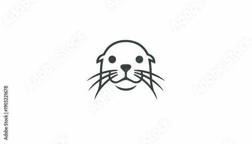 A simple, clean line art illustration of an otter's head with whiskers and a friendly expression on a white background.