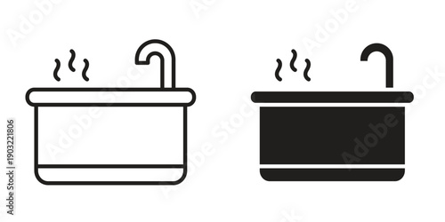 Jacuzzi icon suitable design silhouette and line art style on white background