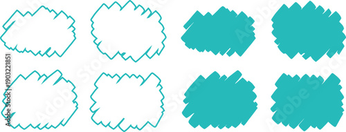 Abstract Teal Marker Scribbles and Hand-Drawn Highlight Shapes Vector Set