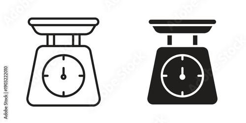 Kitchen scales icon suitable design silhouette and line art style on white background