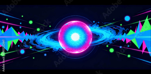 Vector composition with the effects of a neutron explosion accompanied by plasma geometric rays.