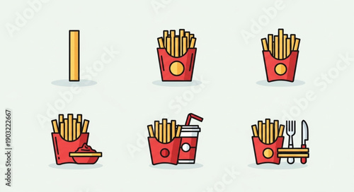 Collection of French Fries Icons and Illustrations.