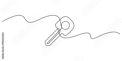 Continuous one line drawing of a stylized key, Concepts for symbolize security, access, or home ownership