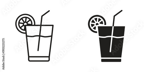 Lemonade icon suitable design silhouette and line art style on white background