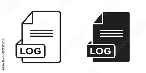 log file icon suitable design silhouette and line art style on white background