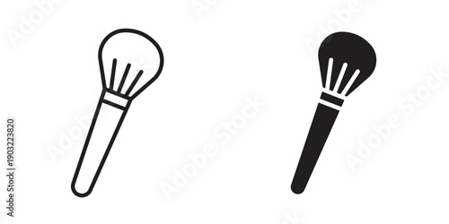 Makeup brush icon suitable design silhouette and line art style on white background
