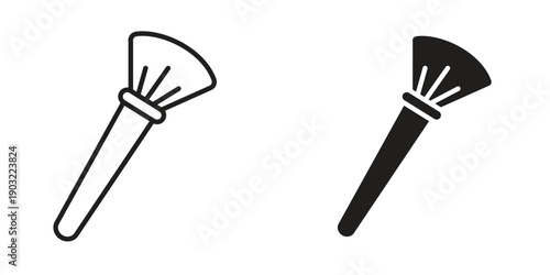 Makeup brush icon suitable design silhouette and line art style on white background