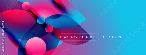 Abstract vibrant design features overlapping colorful shapes, gradients. Modern aesthetic suitable for backgrounds, presentations.