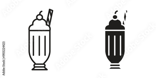 Milk shake icon suitable design silhouette and line art style on white background