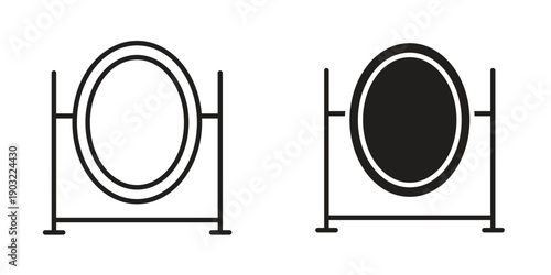 Mirror icon suitable design silhouette and line art style on white background