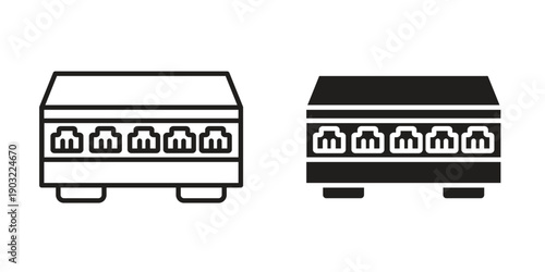 Network switch icon suitable design silhouette and line art style on white background