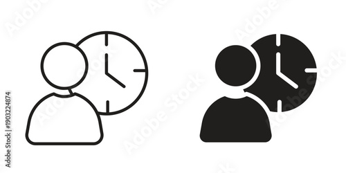 Office hours icon suitable design silhouette and line art style on white background