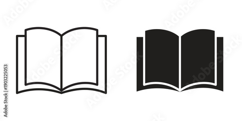 open book icon suitable design silhouette and line art style on white background