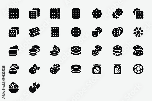 Cookies and Bakery Solid Icon Set