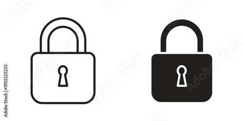 Padlock icon suitable design silhouette and line art style on white background