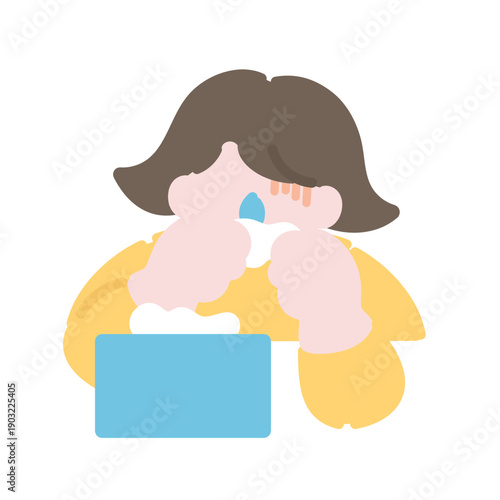 花粉症　アレルギー症状　鼻水　イラスト