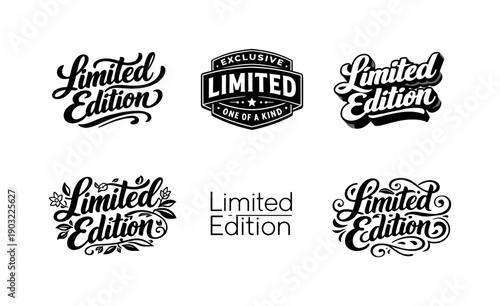limited edition lettering. Set lettering. harmonious lettering variations of the same emblematic concept, each with different artistic