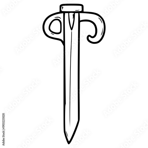 tent stakes illustration hand drawn outline vector