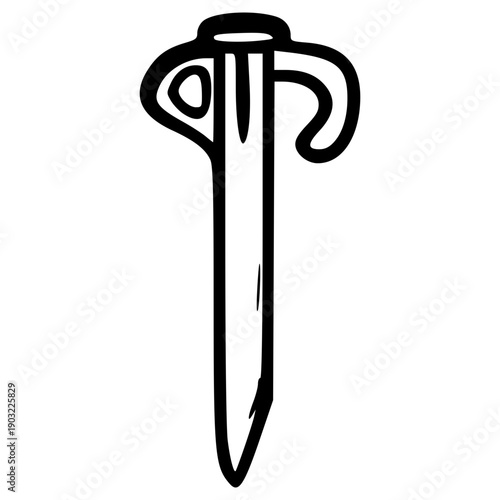 doodle tent stakes illustration hand drawn outline vector