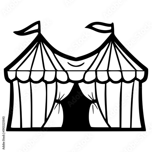 doodle circus tent illustration hand drawn outline isolated vector