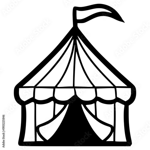 doodle circus tent illustration hand drawn outline isolated vector