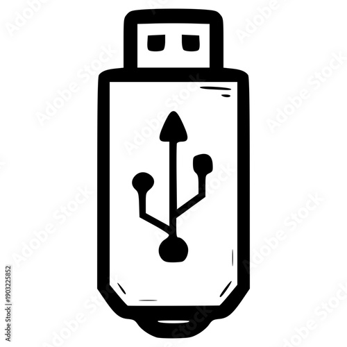 doodle flash drive illustration hand drawn outline isolated vector