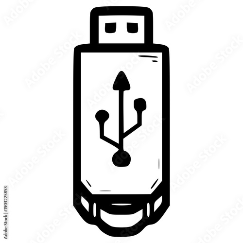 doodle flash drive illustration hand drawn outline isolated vector