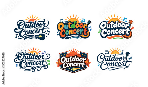 Concert Lettering Variations. Outdoor concert lettering. Set lettering. harmonious lettering variations of the same emblematic concept, each with different