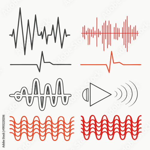 A visual representation of various sound waves and their corresponding frequencies Vector