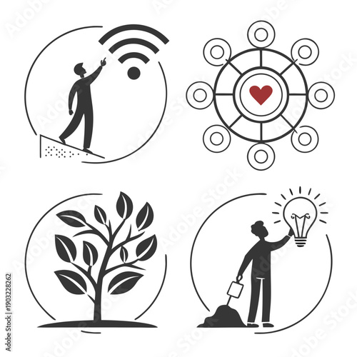 Illustrations depicting the benefits of a healthy lifestyle and nature. Vector