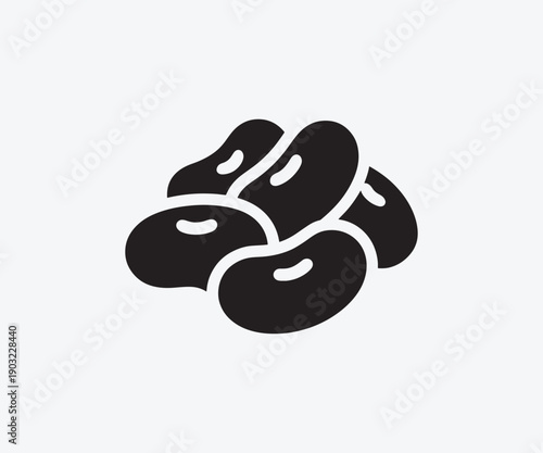 Pile of kidney beans icon silhouette on white background