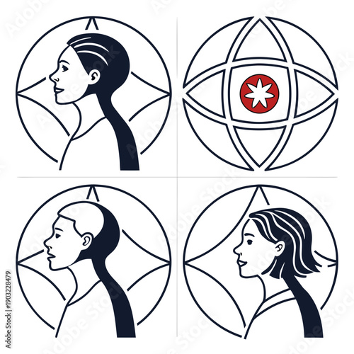 Four distinct illustrations depicting the stages of hearing loss and protection Vector