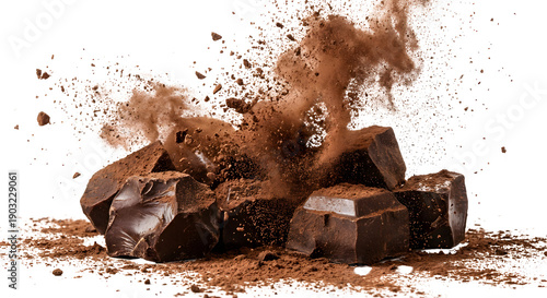 Chocolate pieces with cacao powder 