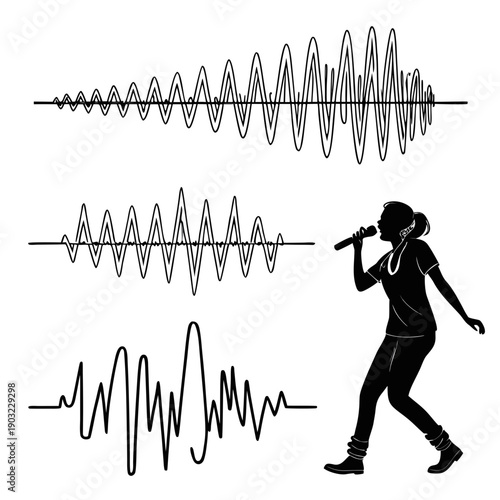Person running on a treadmill with heart rate monitor and heart rate graph Vector
