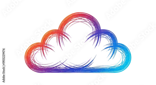 Vibrant gradient cloud symbol with expressive brushstrokes representing modern digital concepts