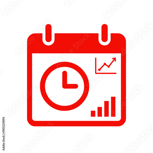 Calendar Icon With Clock And Graph Symbols