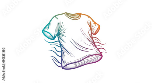 Colorful line art t-shirt illustration with a vibrant rainbow gradient effect a unique and modern