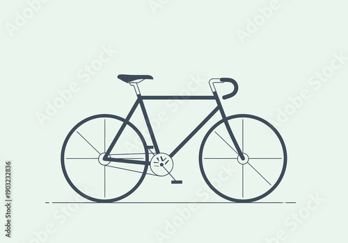 A minimalist illustration of a bicycle viewed from the side, showcasing its sleek design and simplicity
