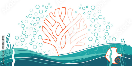 Bleached Coral Underwater Illustration