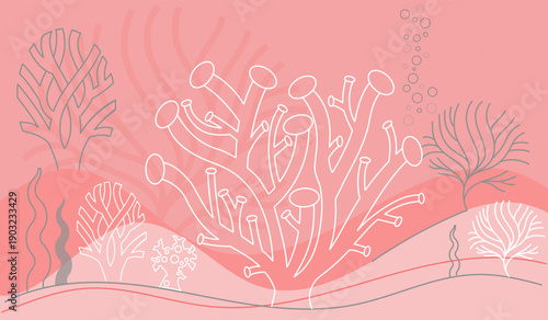 Coral Bleaching Dark Ocean Illustration