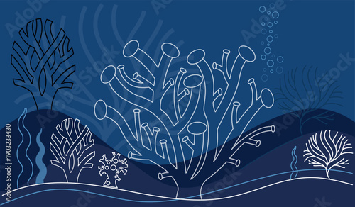 Coral Bleaching Dark Ocean Illustration