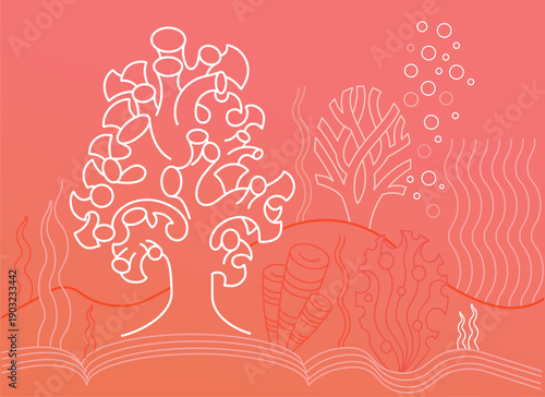Stylized coral reef illustration