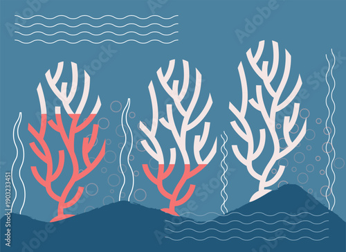 Coral reef bleaching illustration