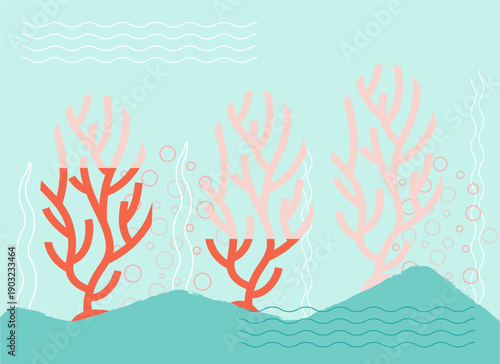 Coral reef bleaching illustration