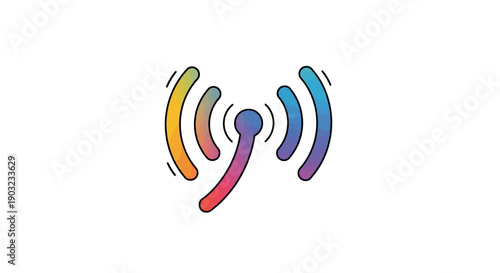 Vibrant rainbow colored wireless signal icon illustration representing modern connectivity and