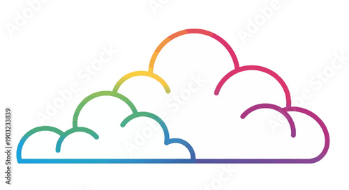 Vibrant rainbow gradient cloud icon representing weather forecast and digital storage concepts