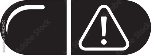 Conceptual icon showing a medical pill accompanied by a triangular warning symbol, emphasizing the significance of health precautions and potential dangers associated with pharmaceutical products