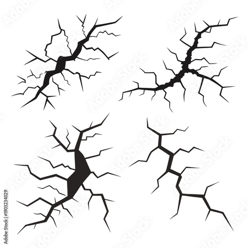 Detailed illustration of four neurons with varying structures and connections Vector